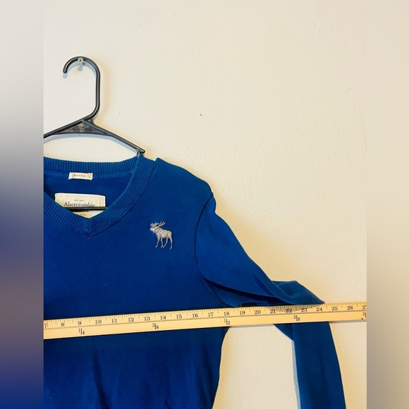 Abercrombie Fitch Shirt Mens S Muscle Fit Long Sleeve Vtg 90s Y2K Moose Blue - Picture 5 of 8